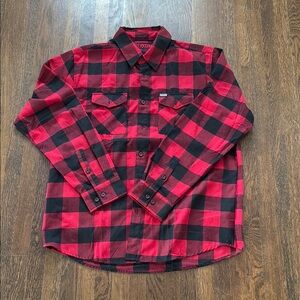 DIXXON - Redrum Red and Black Buffalo Plaid Flannel Button Down Shirt